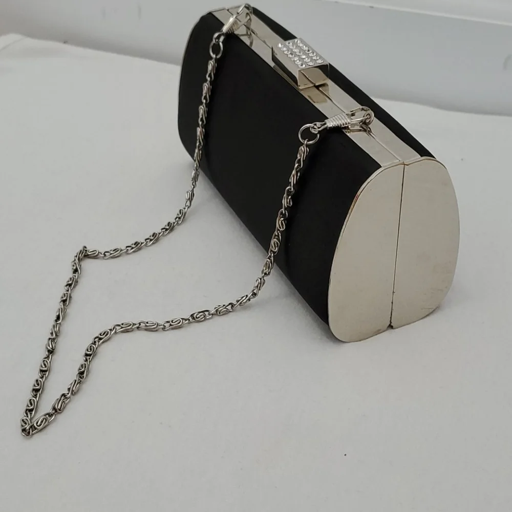 Black satin clutch